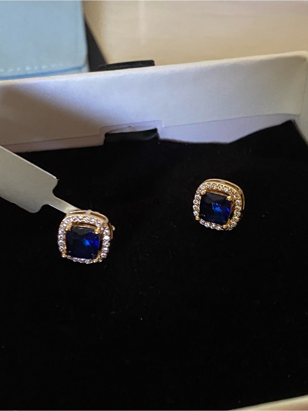 18K Oro Laminado Earrings with Blue Stones